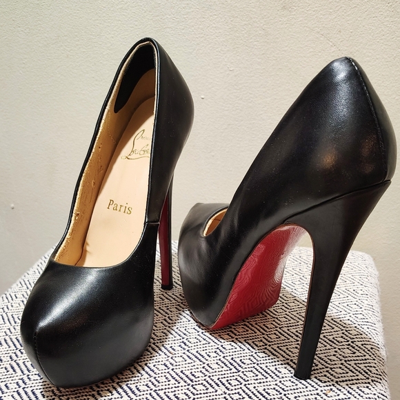 - CHRISTIAN LOUBOUTIN SZ 38/8 DAFFADIL RED BOTTOM 6" PUMP HEELS LN - Picture 4 of 14